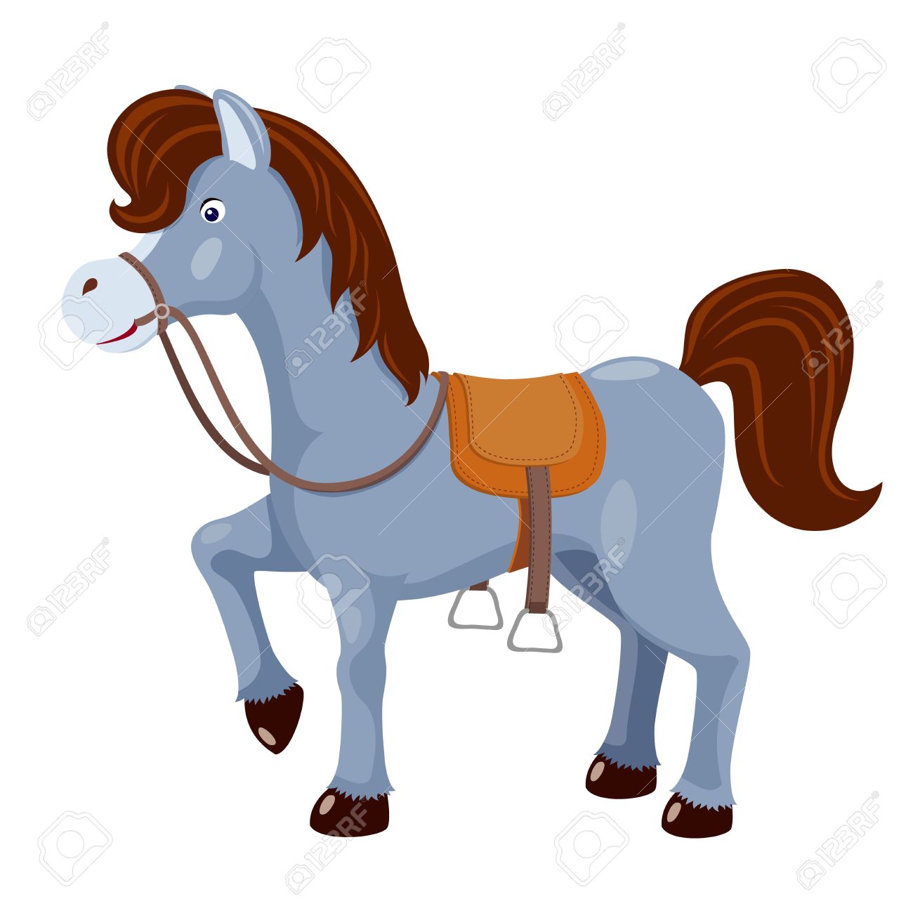 Cavallo Sveglio Con Il Vettore Sella Clipart Royalty.