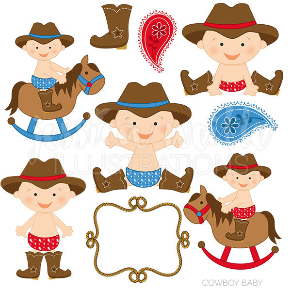 Cowboy Baby Boy Cute Digital Clipart, Cowboy Clip art, Cowboy.