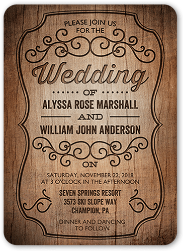 Rustic Romance 5x7 Wedding Invitations.