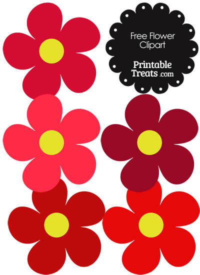 Cute Flower Clipart in Shades of Red — Printable Treats.com.