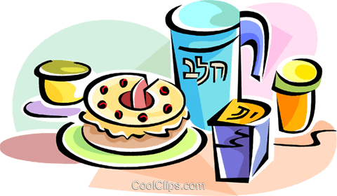 Hebrew Shavuot food Royalty Free Vector Clip Art.