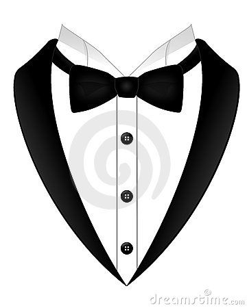 An Illustration Of A Black Bow Tie White Shirt And Tuxedo.