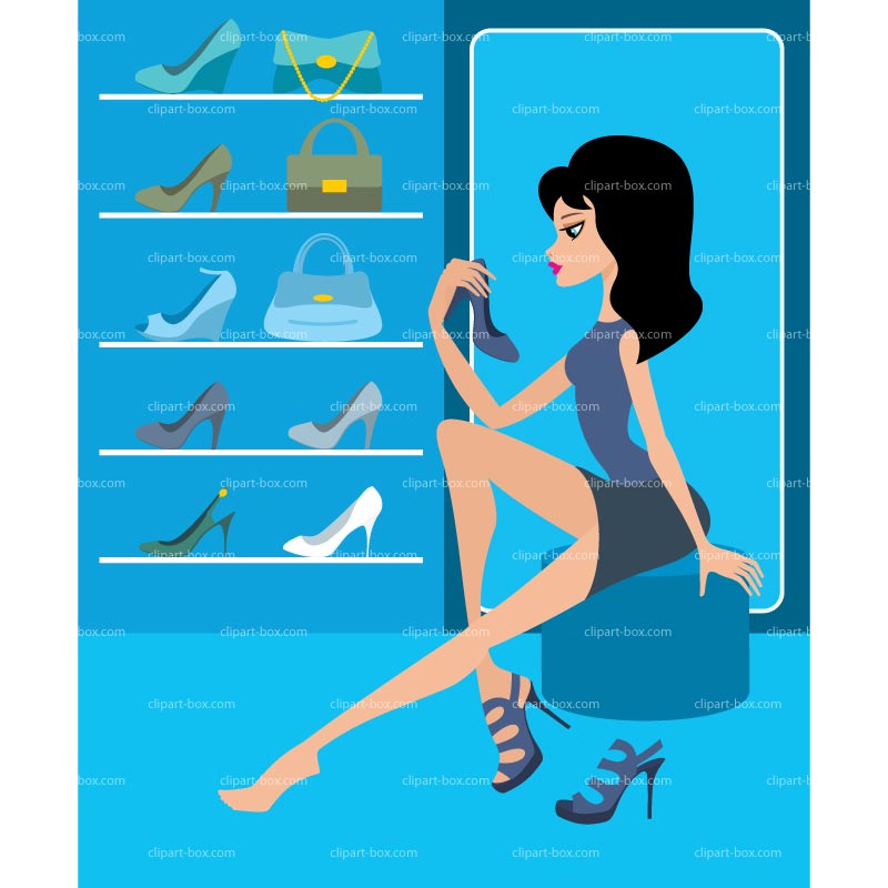 CLIPART SHOE SHOPPING GIRL.