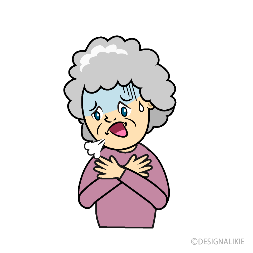 Free Elderly Woman Short Breath Cartoon Image｜Illustoon.