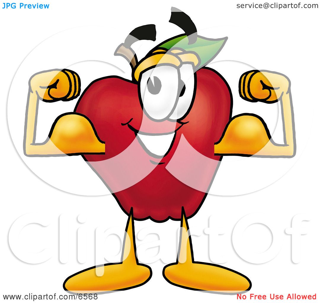 Showing post & media for Cartoon apple with muscles.