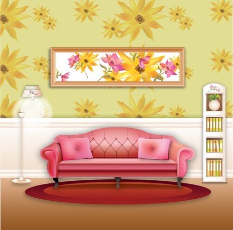 Modern Living Room Clip Art, Vector Modern Living Room.