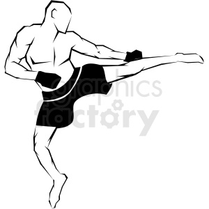 mma fighter side kick vector art clipart. Royalty.