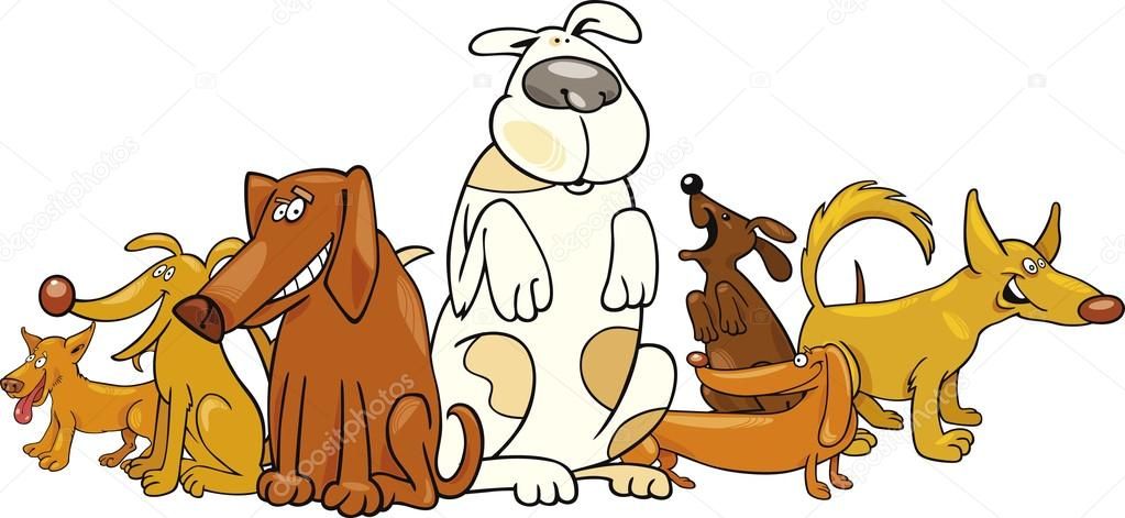 whimsical dog group clipart.