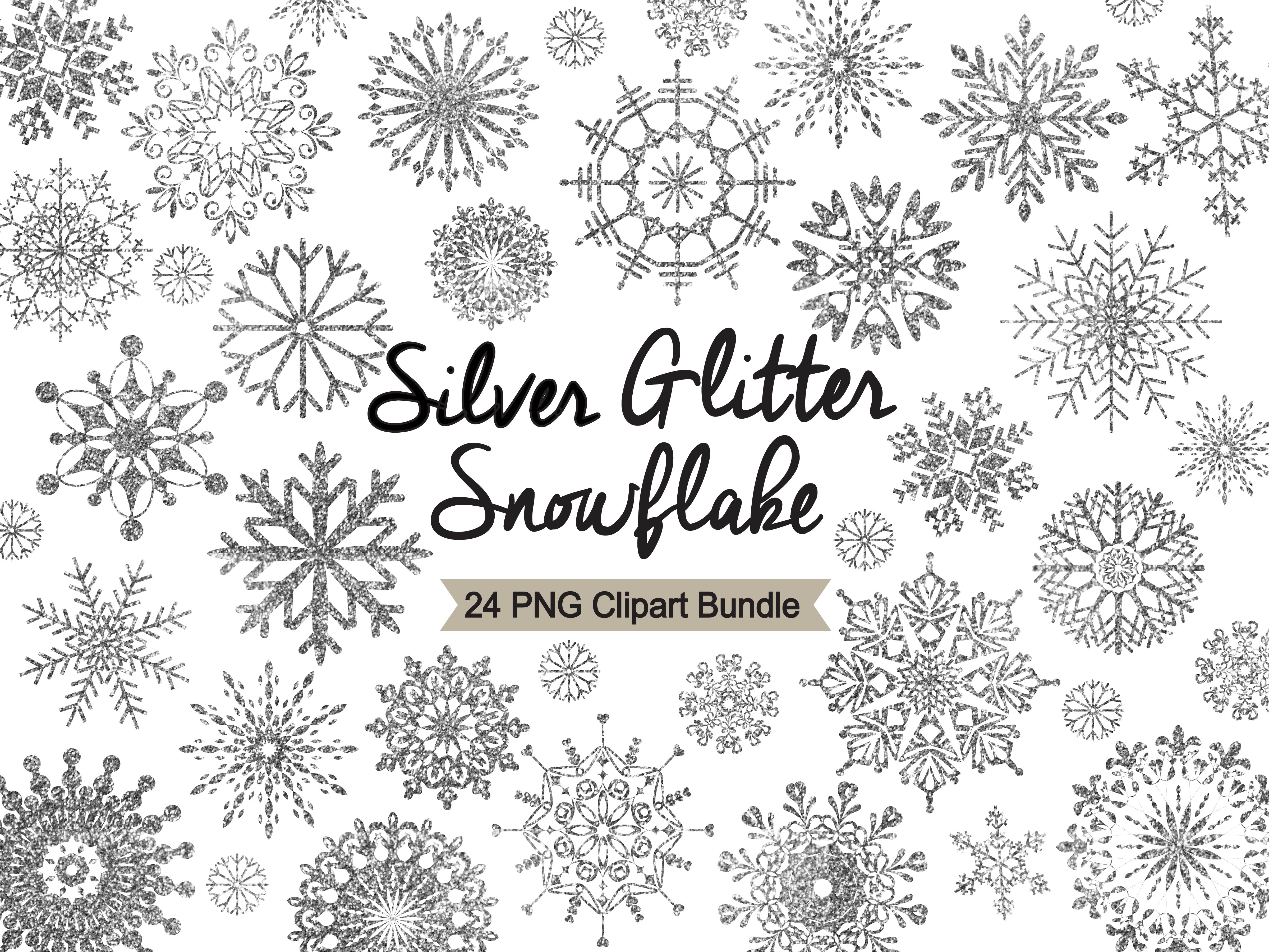 Silver Glitter Snowflake Clipart.