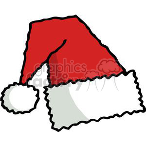 Simple red and white fuzzy santa hat clipart. Royalty.