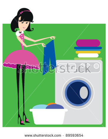 Busy Housekeeper Simultaneously Doing Many Tasks Stock Vector.