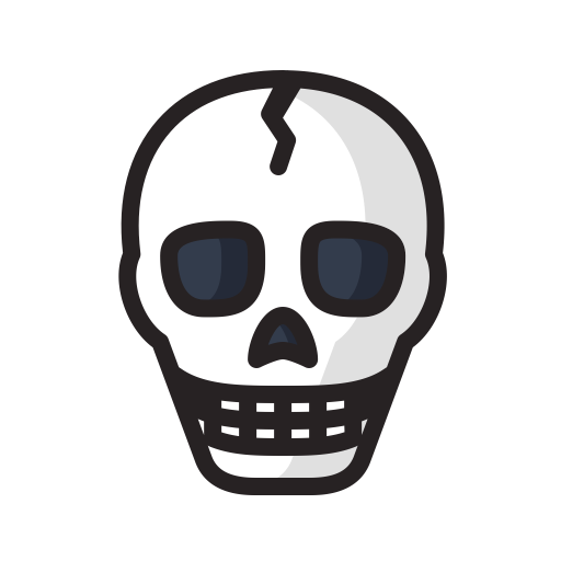 Danger, dead, death, halloween, scary, skeleton, skull icon.