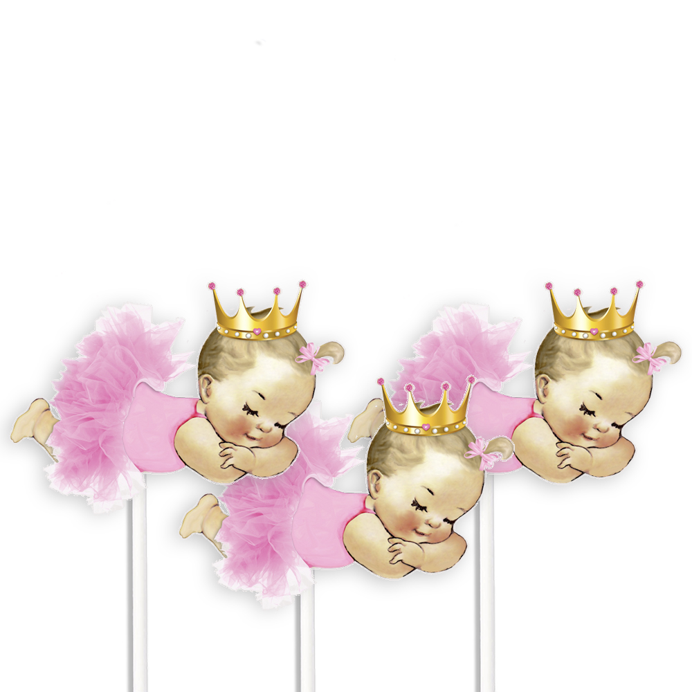 Sleeping Princess Baby Girl Centerpieces Pink Tutu Gold Crown.