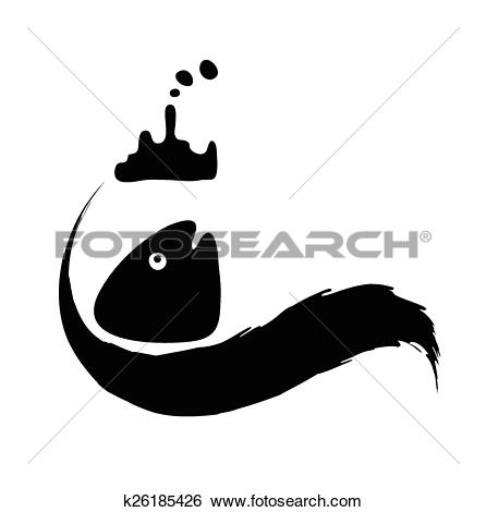 Clip Art of fish in oil slick, water pollution concept k26185426.