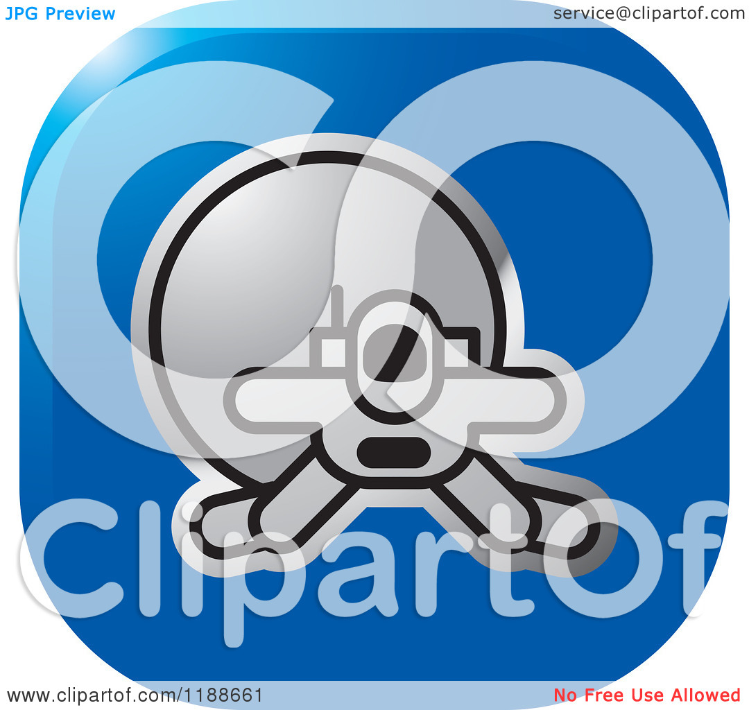 Clipart of a Square Blue and Silver Spacewalk Astronaut Icon.