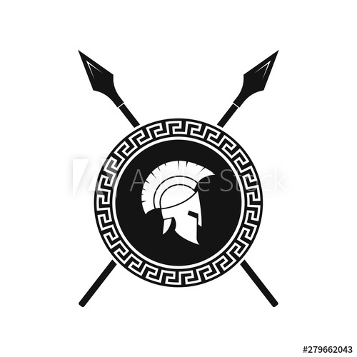 Spartan shield and helmet logo. Vector..