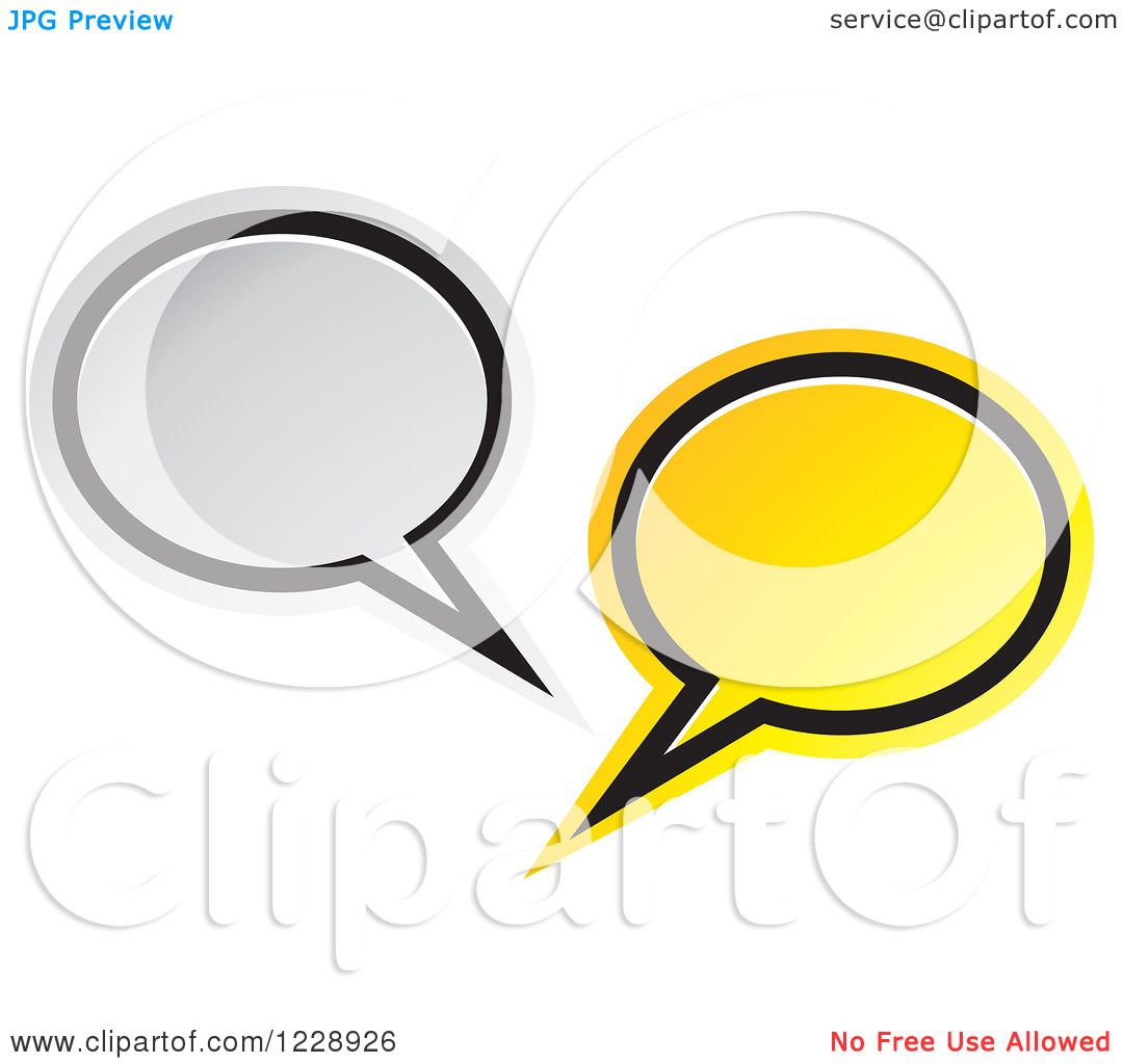 Clipart of a Silver and Yellow Speech Bubble Live Chat Icon.