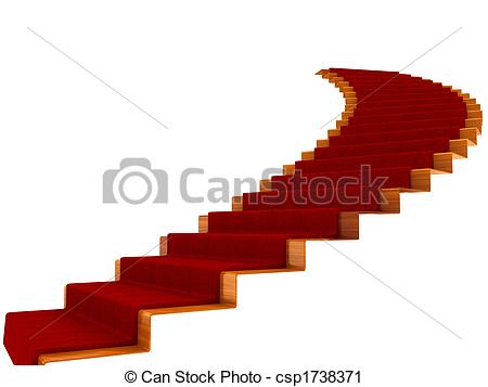 Clipart of Spiral staircase with a carpet. Isolated on white.