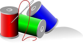 Free Clip Art Picture of Spools of Colored Thread.