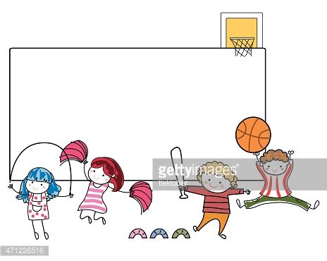 Sport kids and frame Clipart Image.