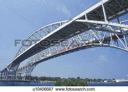 Picture of steel bridge, Port Huron, MI, Lake Huron, Michigan.