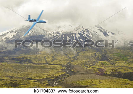 Stock Illustration of drone near mt. st. helens k31704337.