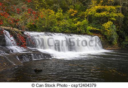 Picture of Hooker Falls Autumn Waterfalls Dupont State Forest NC.