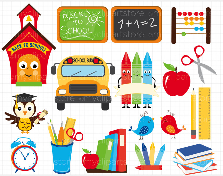 School Stationery Clipart.