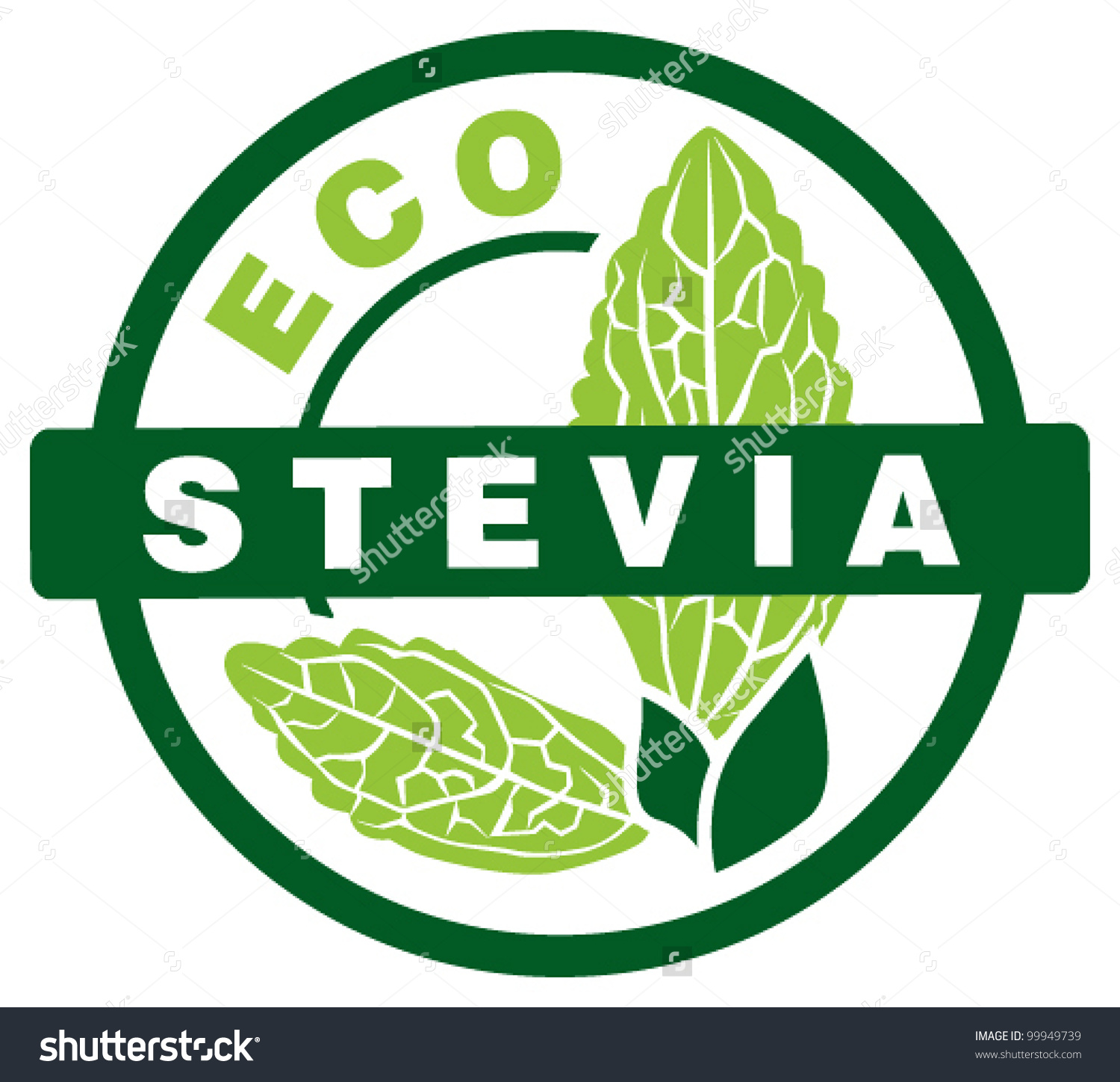 Stevia Sweet Leaf Stamp Stock Vector 99949739.