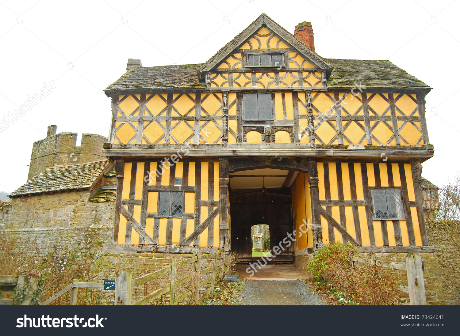 View Of The Elizabethan Gatehouse At Stokesay Castle In Shropshire.