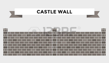 Stone Castle Wall Outline Clipart.