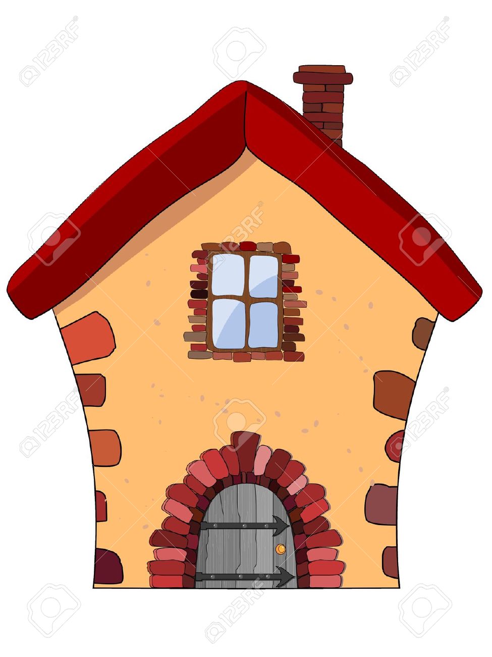 Stone House Silhouette Clipart.