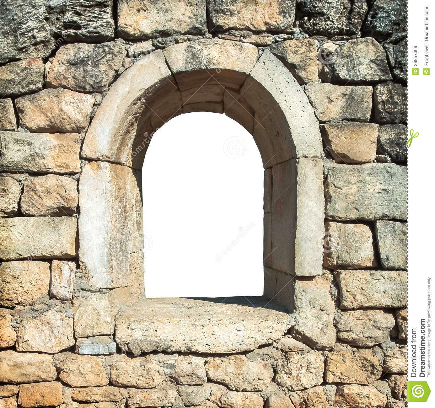 Stone Framing Of The Old Window Stock Photo.