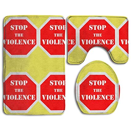 Amazon.com: Bath Mat Three Sets Stop Violence Clipart Luxury.