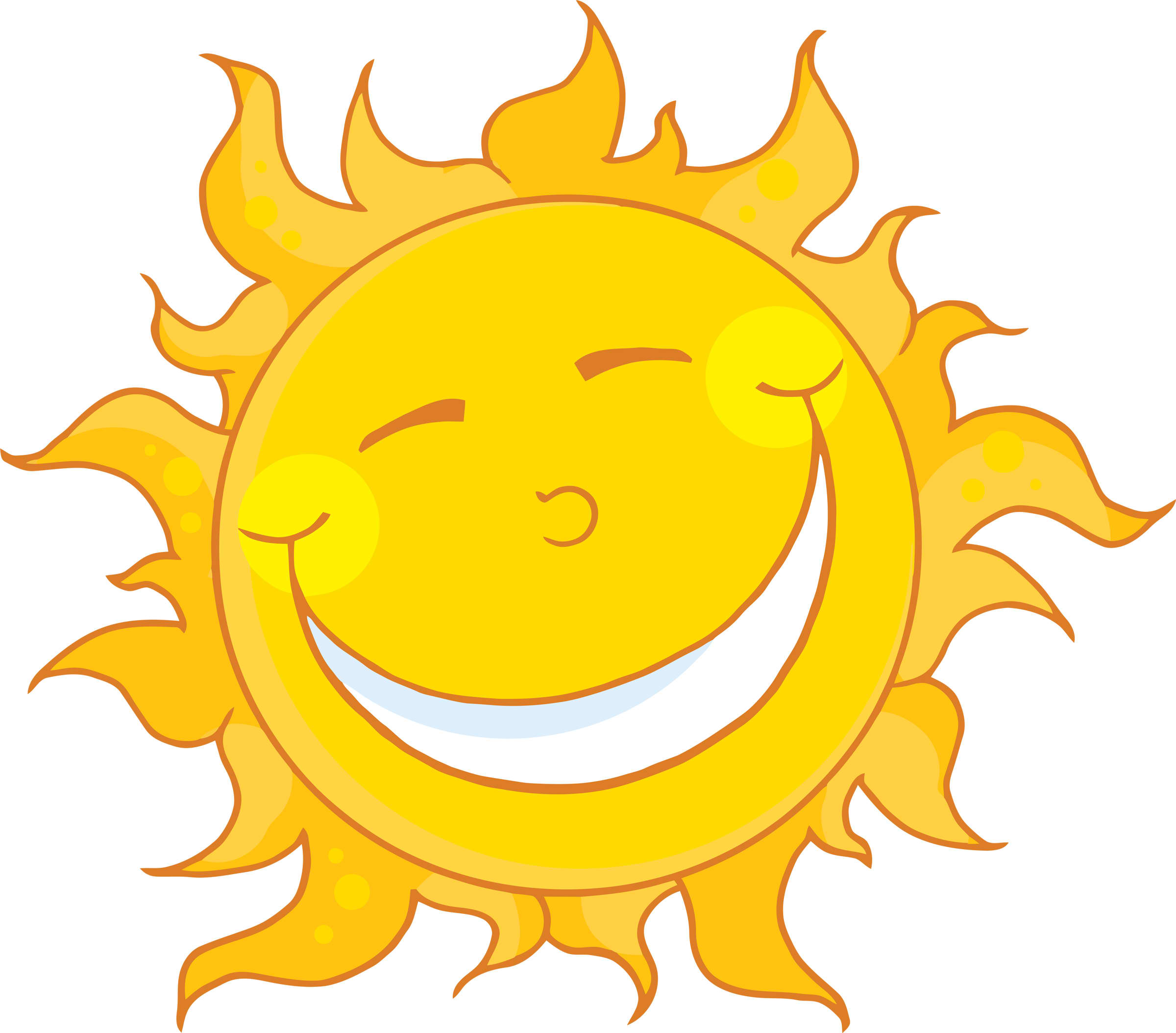 Cartoon Happy Face Sun Clip Art free image.