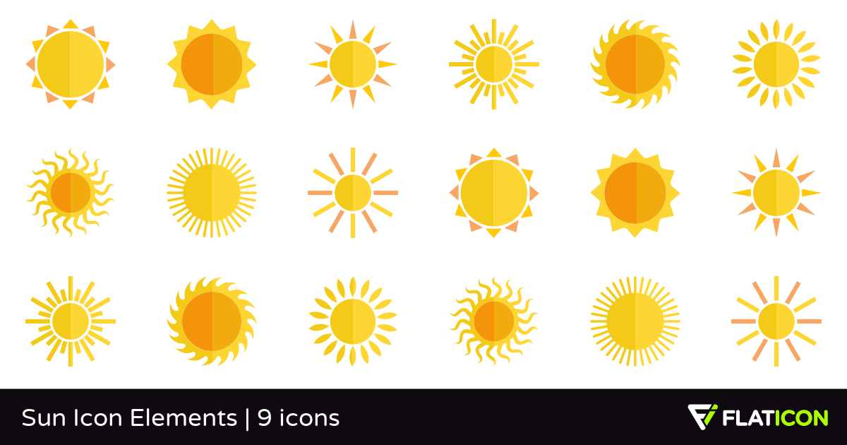 Sun Icon Elements 9 free icons (SVG, EPS, PSD, PNG files).