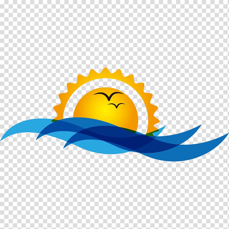 Sun and ocean logo, Bird Sunrise Sunset Wave , Sunrise at.