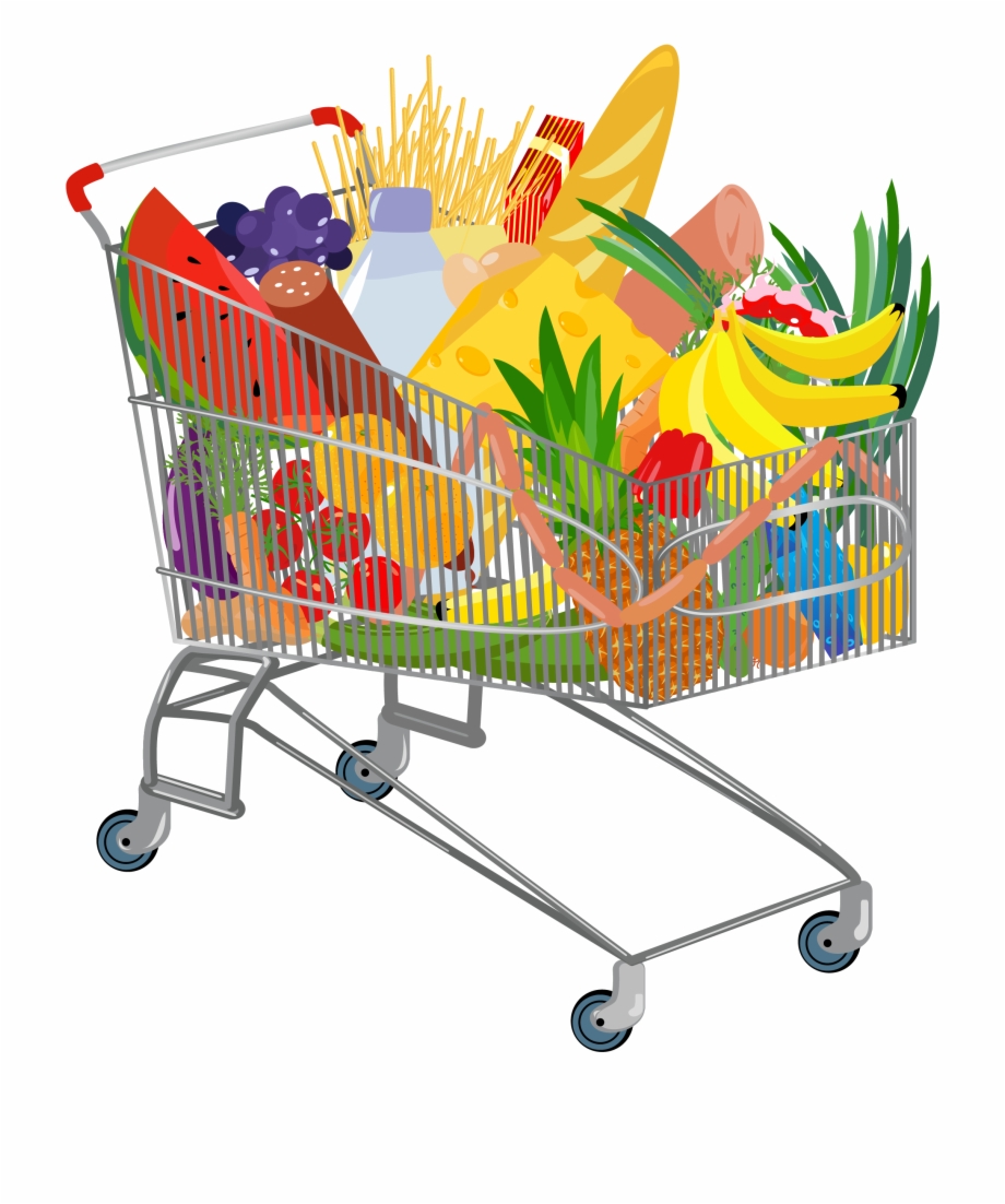 Groceries Vector Full Shopping Bag.