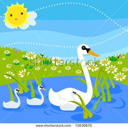 Swan Family Stock Vector Illustration 72630670 : Shutterstock.