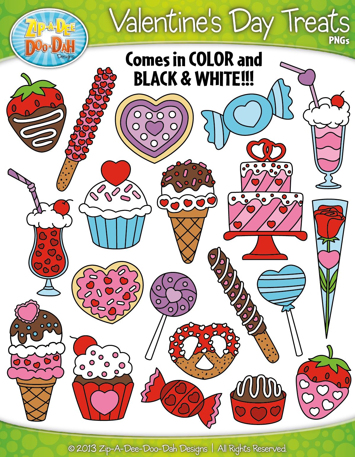 Valentine\'s Day Sweet Treats Clipart {Zip.