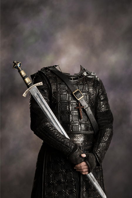 Warrior with sword, PSD for Photoshop. Transparent PNG free.