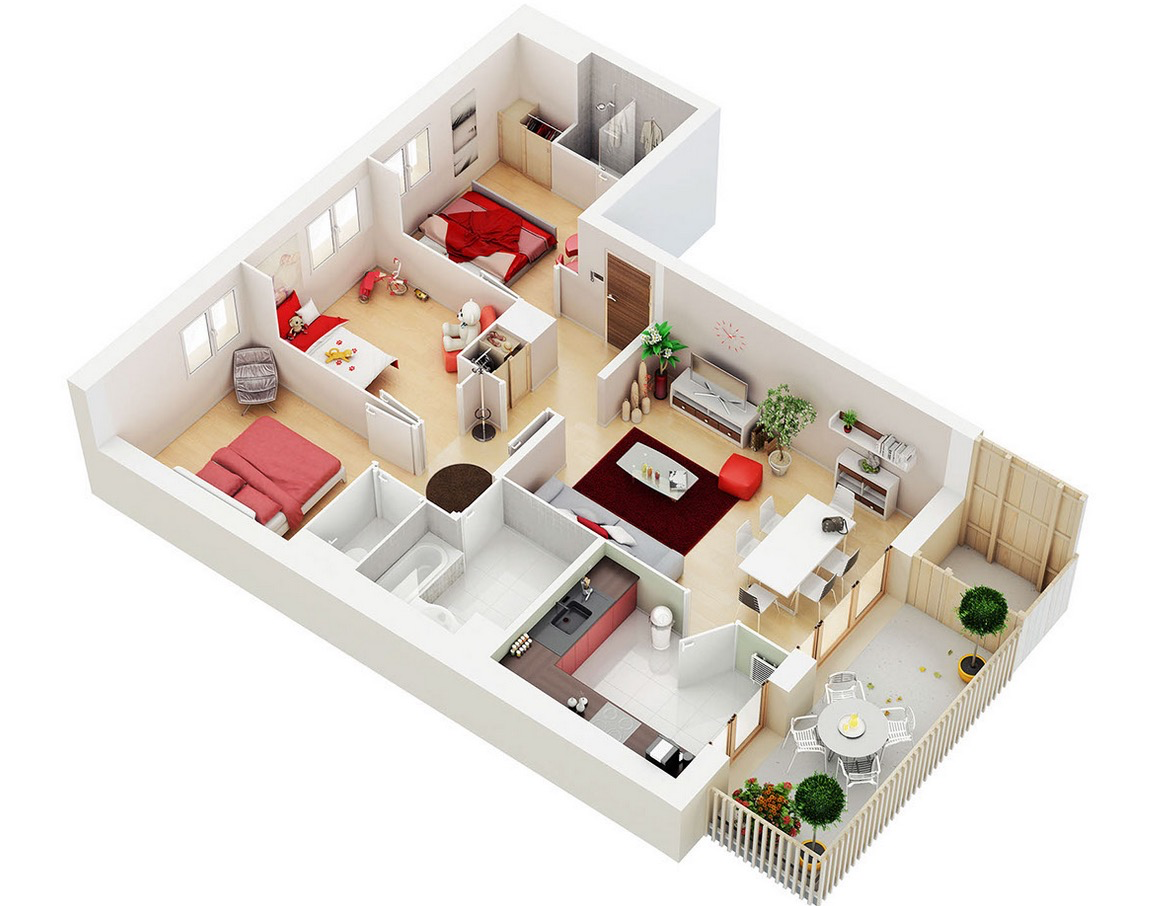 25 Three Bedroom House/Apartment Floor Plans.