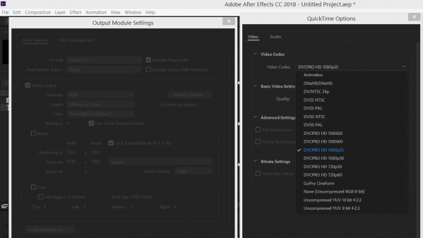 After Effects doesn\'t show DXV3 codec in the list.