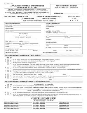 Application For Texas Drivers License 909.