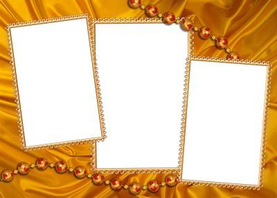 4 gold frames png format for Photoshop. Transparent PNG.