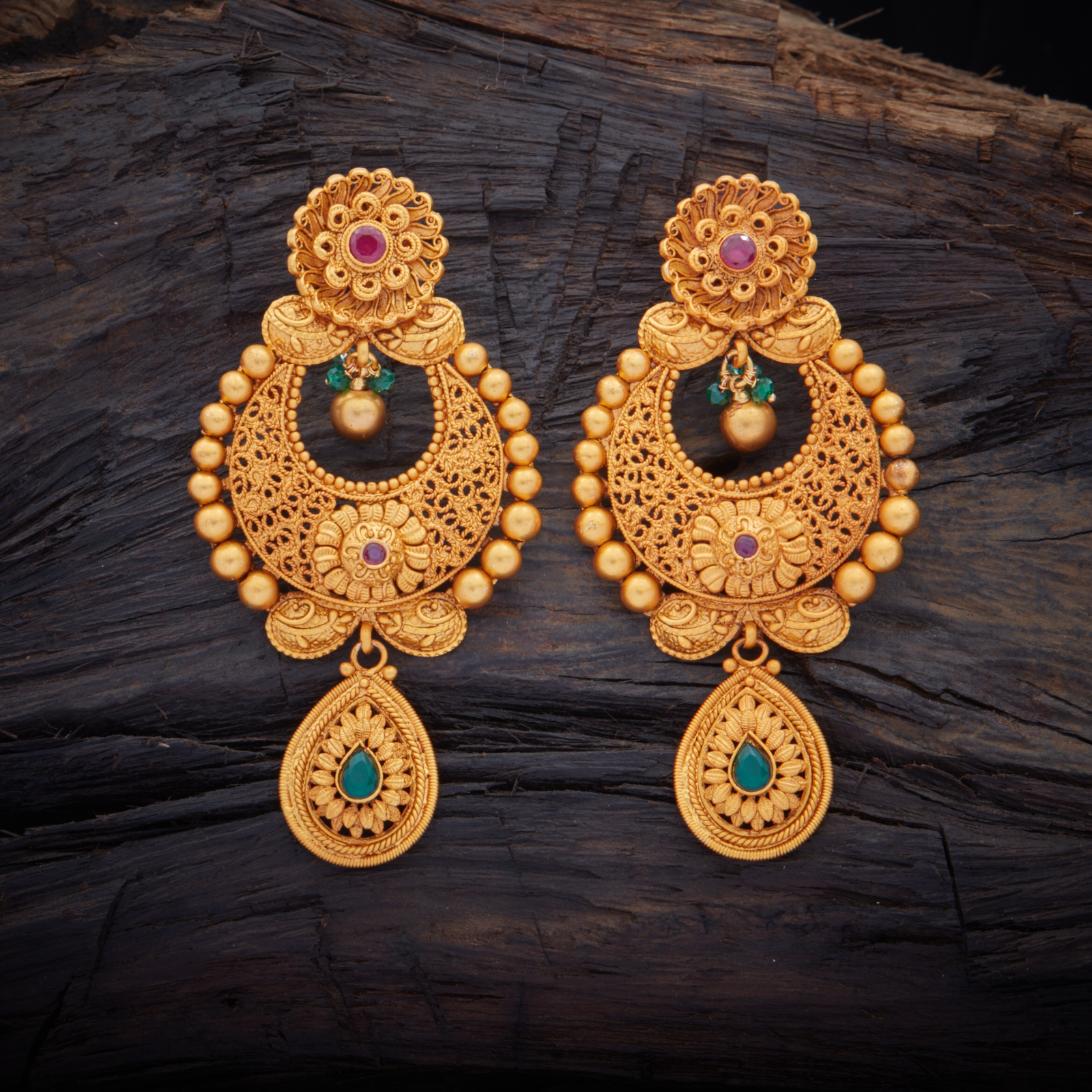 Traditional Designed Antique Hanging earrings studded with.