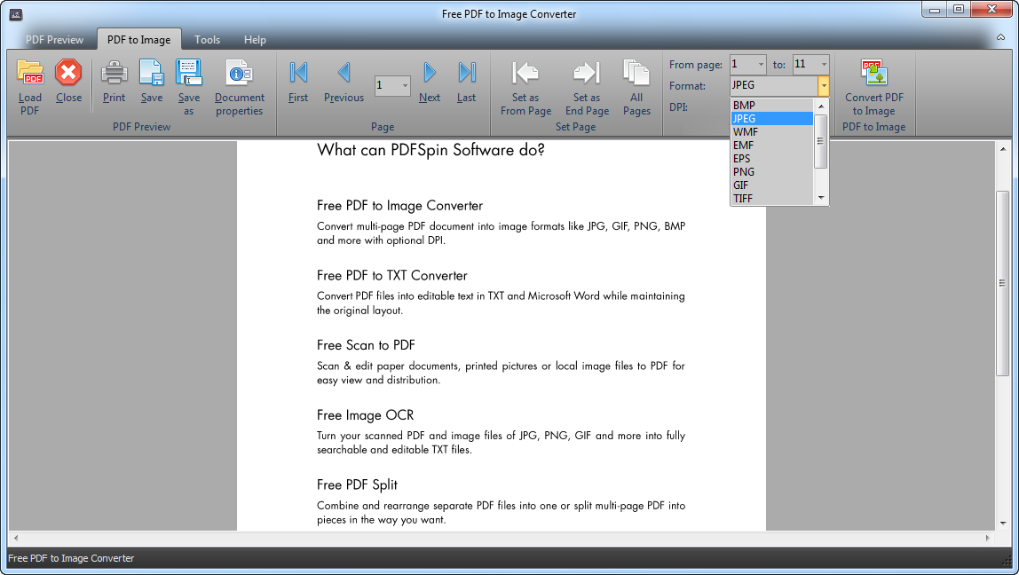 Free PDF to Image Converter.