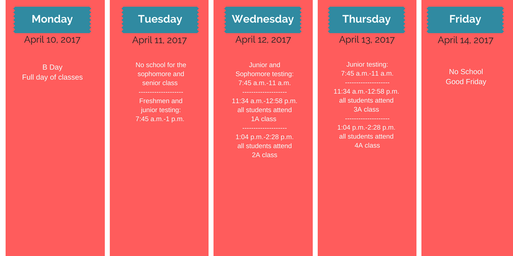 Spring Break dates change starting in 2018 due to April.