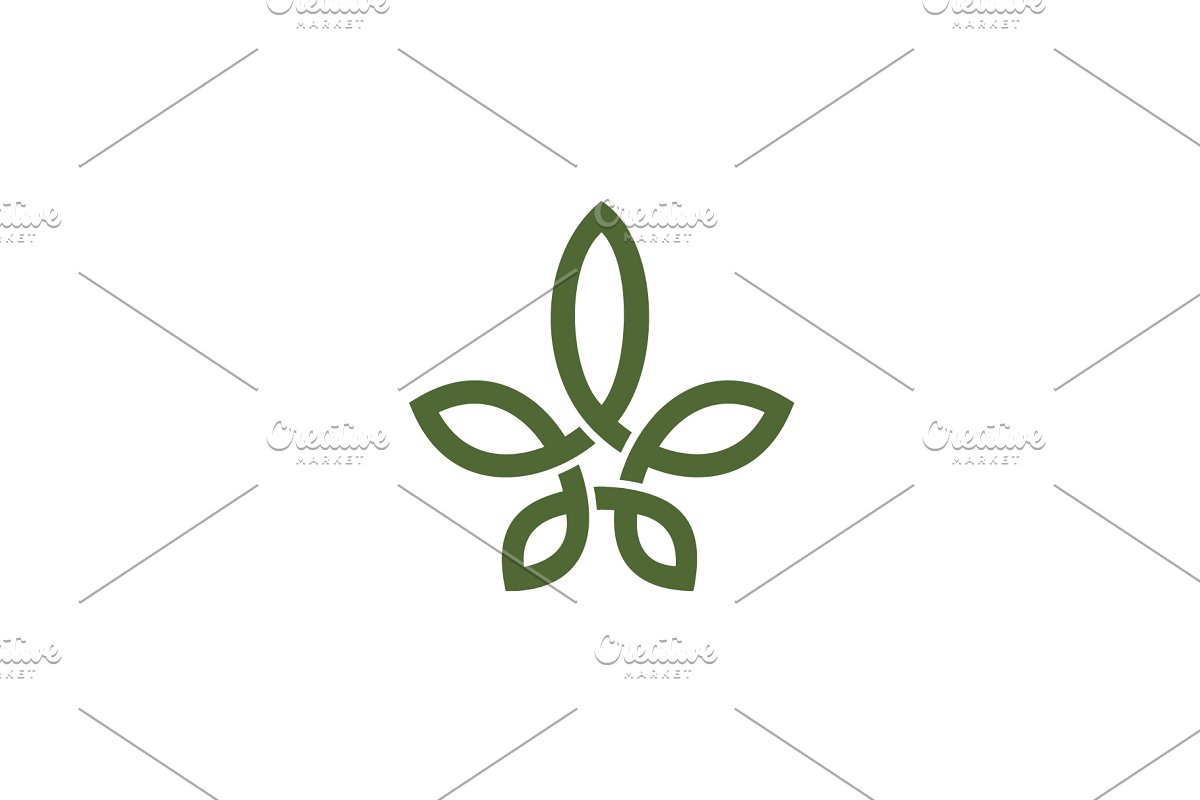 Line knot Cannabis leaf pot logo.