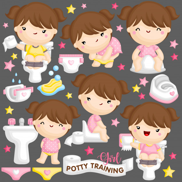 Girl potty training Vector.